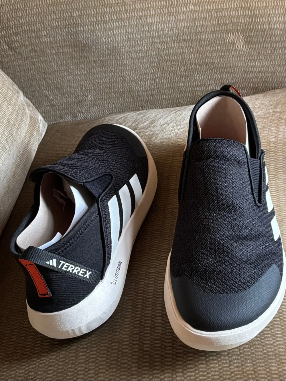 adidas Black and White Slip-On Terrex Boat Shoes
